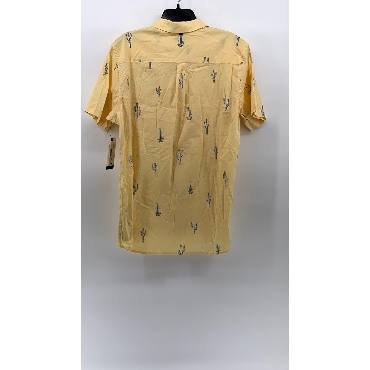 RIPCURL Men's Yellow Cactus Print Amigos Short Sleeve Button-Up Shirt SZ L