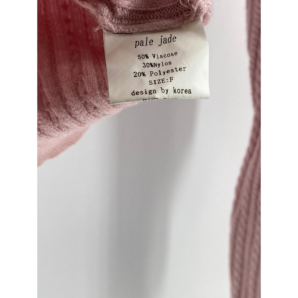 PALE JADE Women's Pink Button-Down Cable-Knit Long Sleeve Top SZ XS