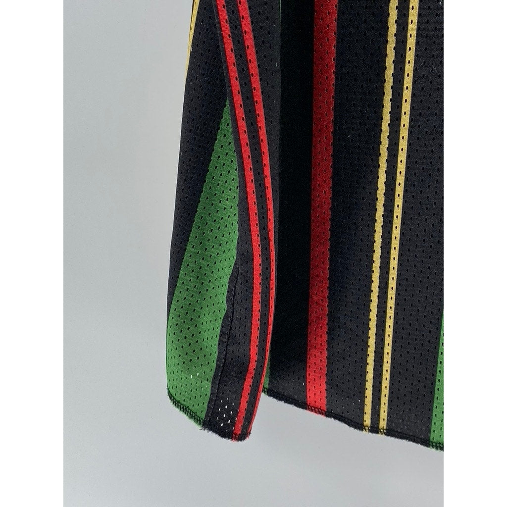 URBAN OUTFITTERS Men's Black-Multicolor Mesh Scoop-Neck Striped Tank SZ M