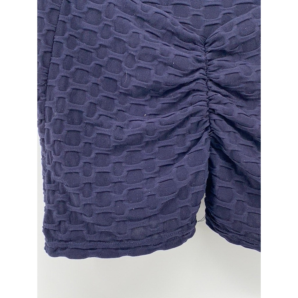 XJBOOST Women's Navy Honeycomb Textured Cinched Shorts SZ S/M