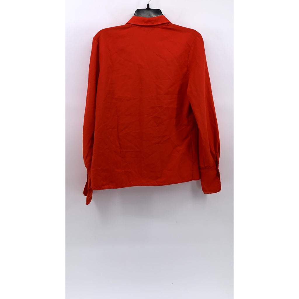 DIRECTIONS Women's Red Button-Up Long Sleeve Regular Fit Top SZ M