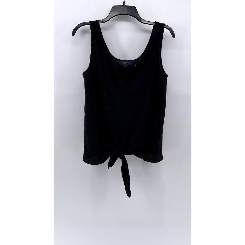 RACHEL RACHEL ROY Women's Black Split V-Neck Tie-Knot Semi-Sheer Tank Top SZ S