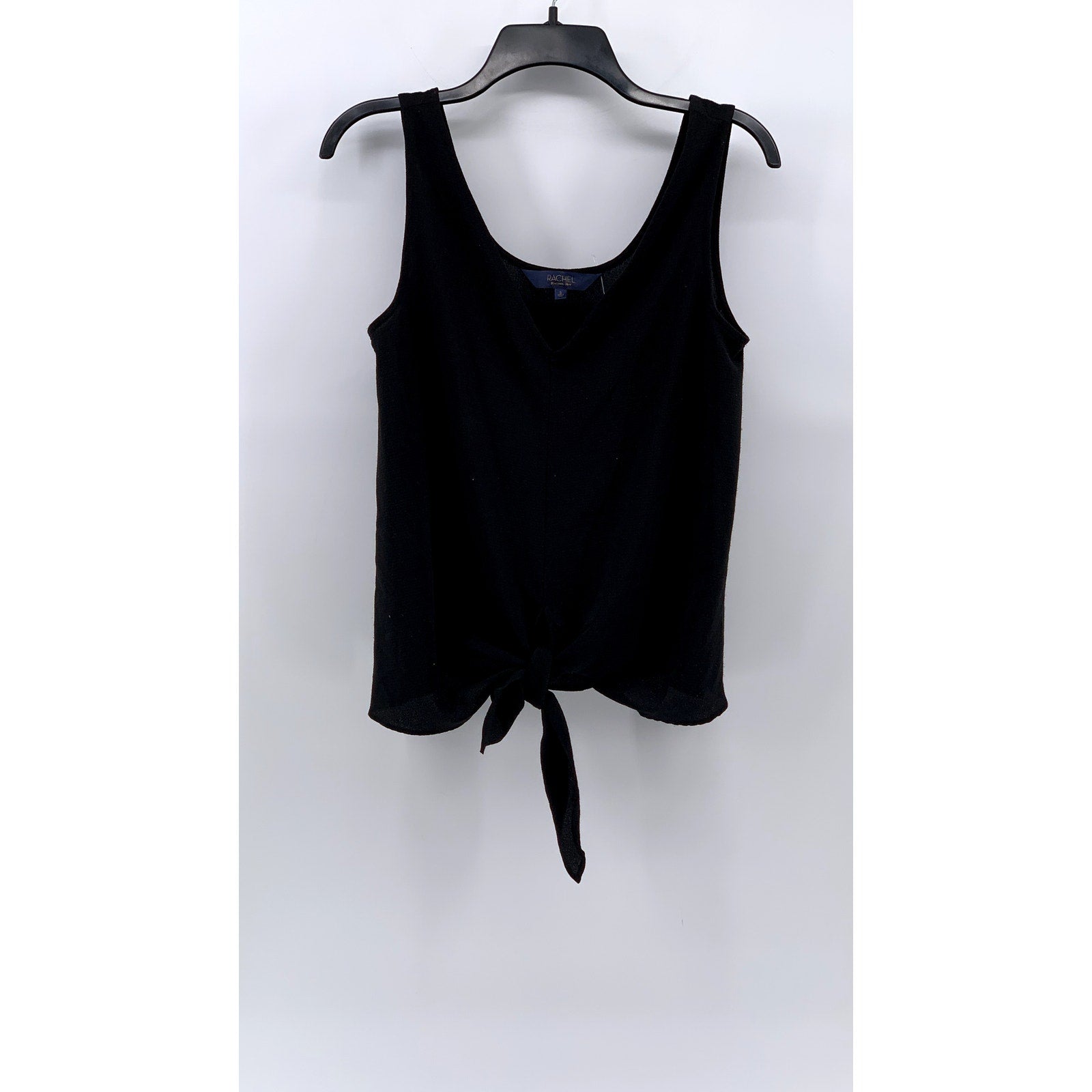 RACHEL RACHEL ROY Women's Black Split V-Neck Tie-Knot Semi-Sheer Tank Top SZ S