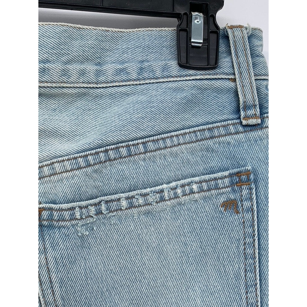 MADEWELL Women's Light Blue Distressed Relaxed Denim Cotton Shorts SZ 25