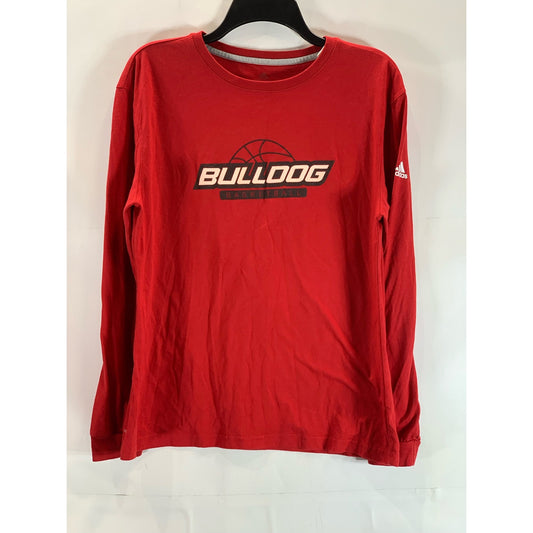 ADIDAS Men's Red Bulldog Basketball Crewneck Long Sleeve The-Go-To T-Shirt SZ L