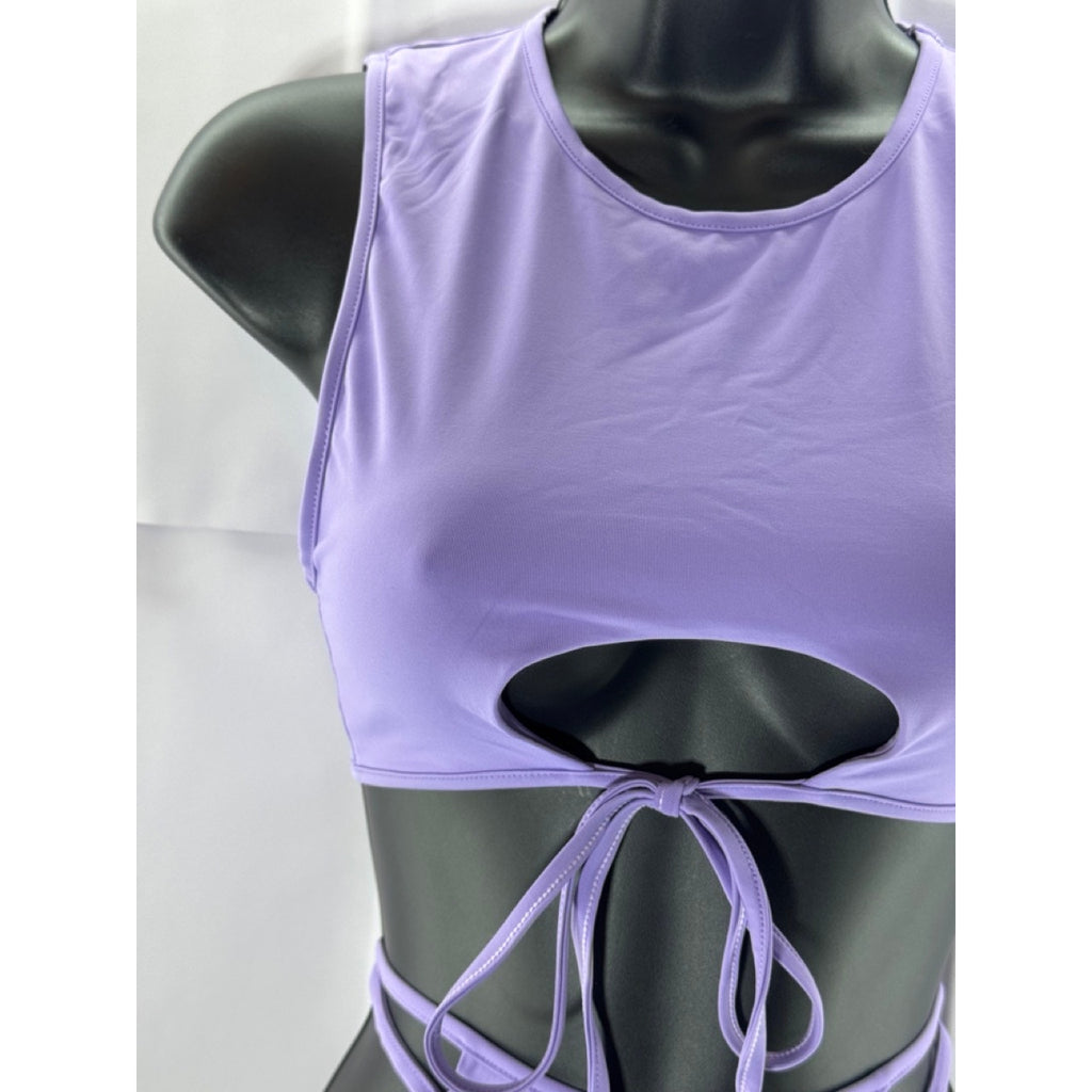 TOAST SWIM Women's Lavender Crewneck Signature Peek-A-Boo Bikini Top SZ S