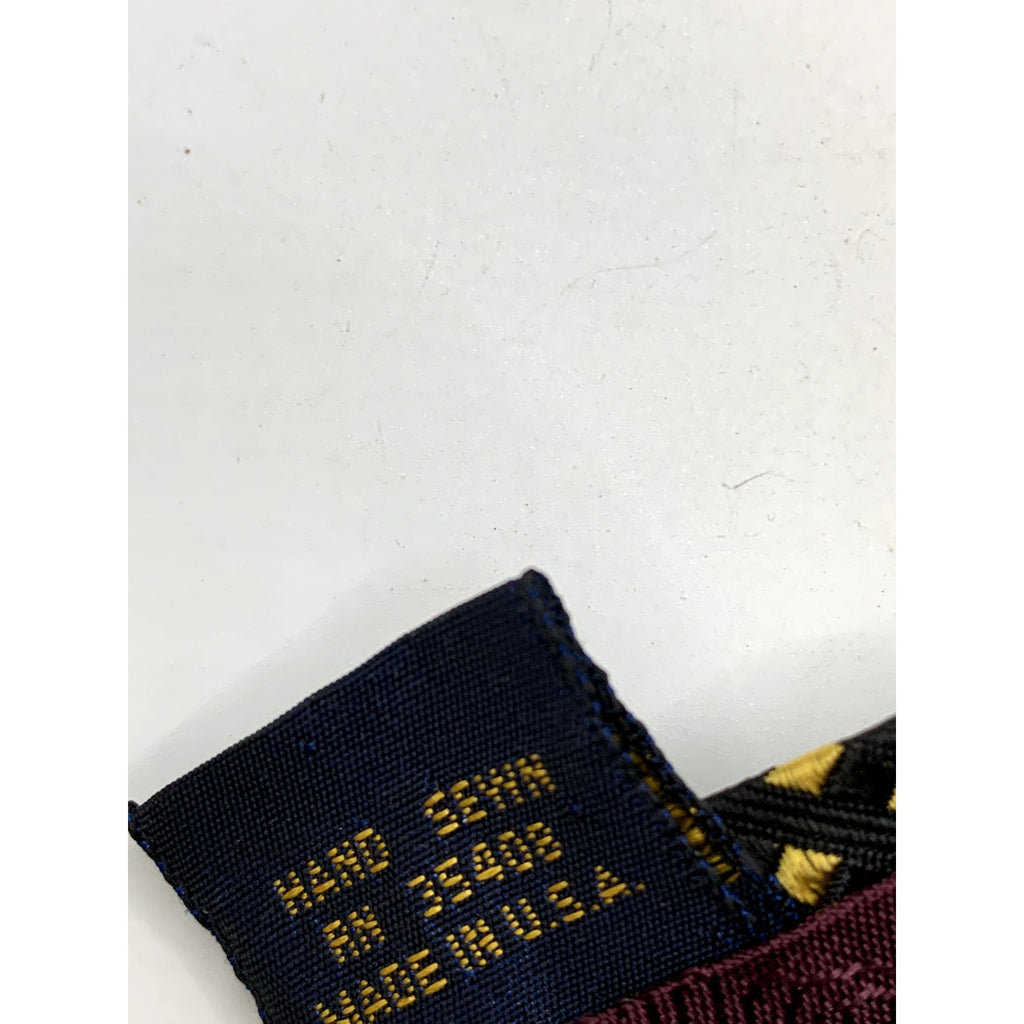MITCHELLS OF WESTPORT Men's Black & Yellow Gold Silk USA Hand Sewn Tie