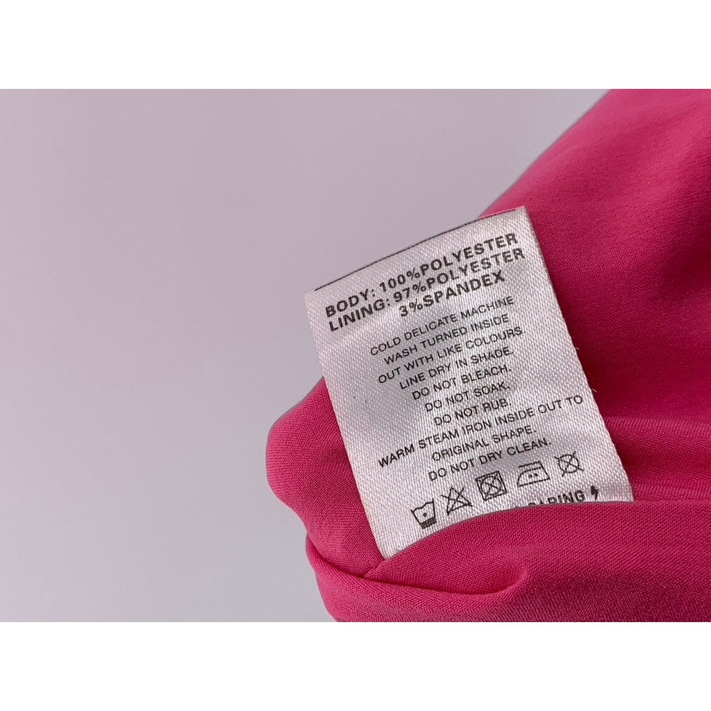 BEGINNING BOUTIQUE Women's Pink Deep V-Neck Short Sleeve A-Line Mini Dress SZ S