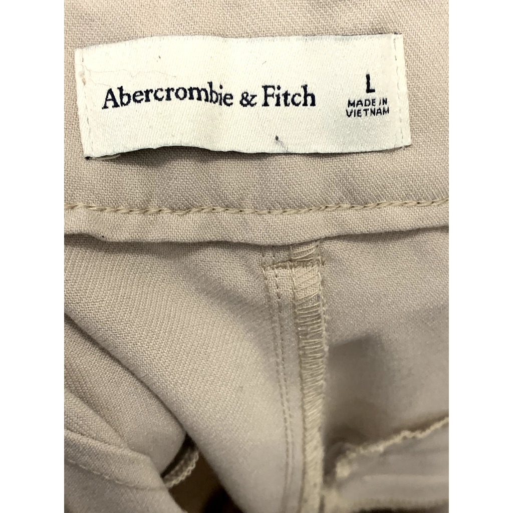ABERCROMBIE & FITCH Women's Beige Pleated Straight Wide-Leg Pant SZ L