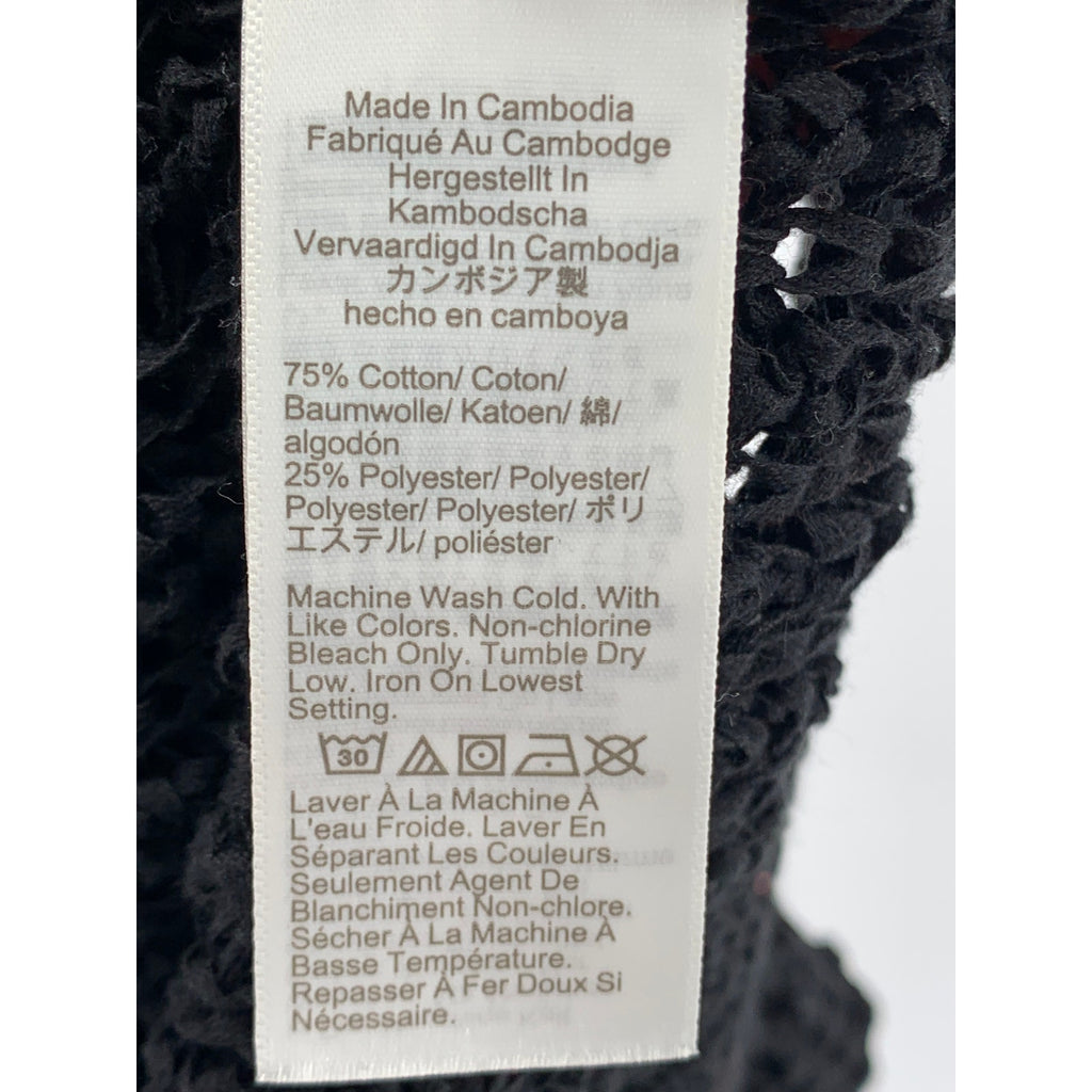 J.CREW Women's Black Open Knit Crewneck Button-Up Cropped Cardigan SZ M