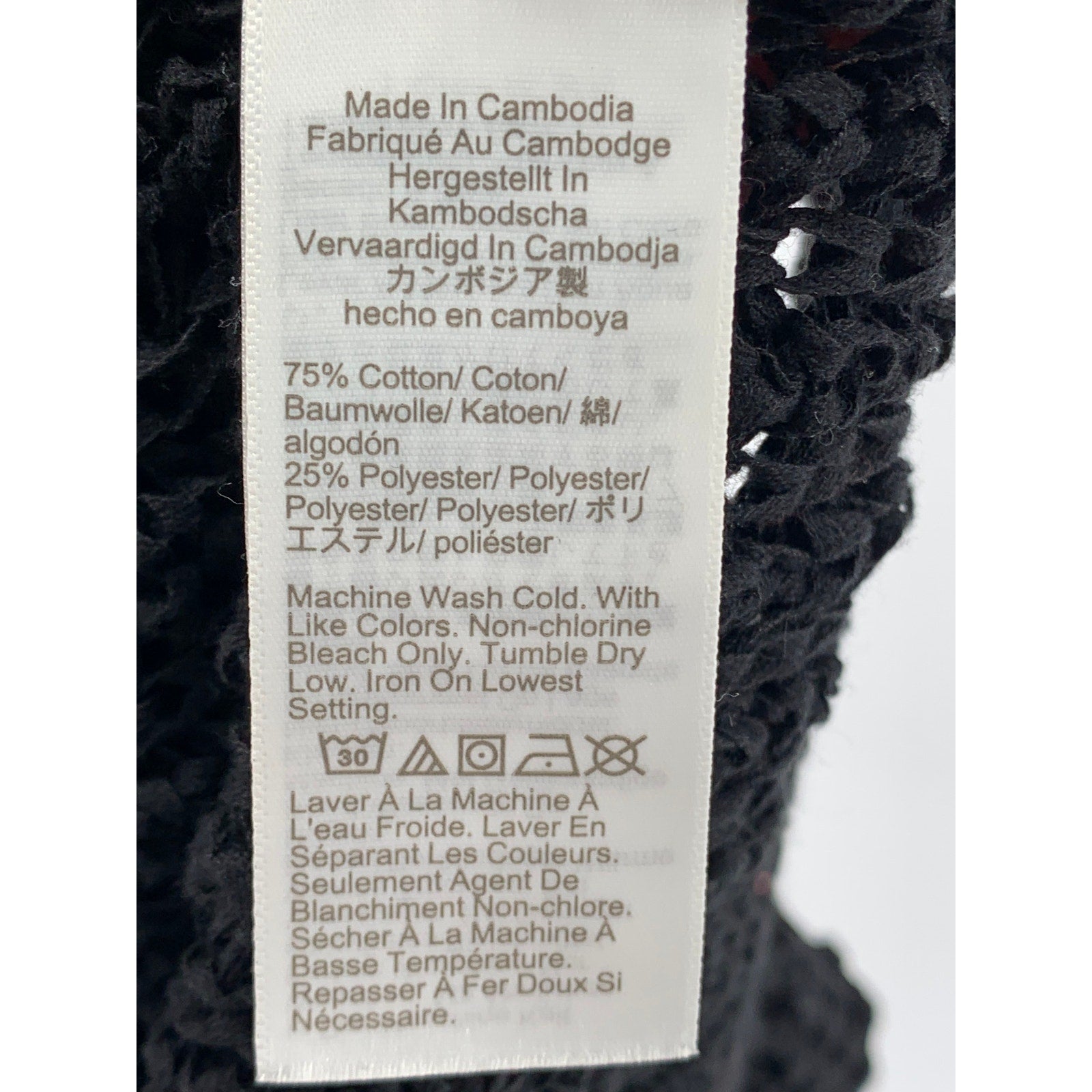 J.CREW Women's Black Open Knit Crewneck Button-Up Cropped Cardigan SZ M