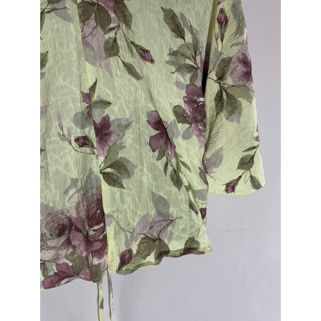 REFORMATION Women's Cream Floral Mesh Tie-Knit Short Sleeve Cover-Up SZ OS
