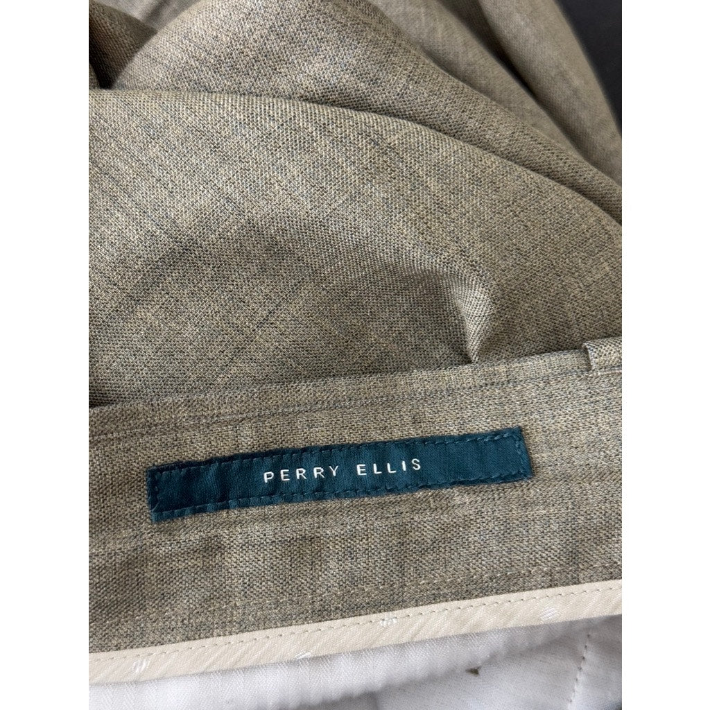 PERRY ELLIS Men's Tan Straight-Leg Flat Front Dress Pants SZ 29X30