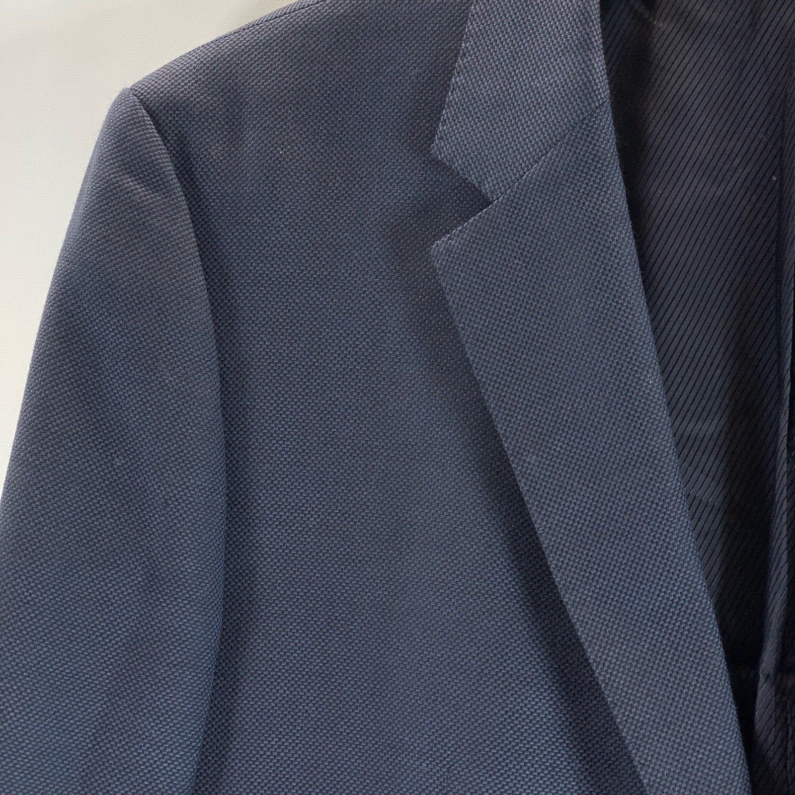 BOSS HUGO BOSS Men's Navy Virgin Wool The James4 Two-Button Long Blazer SZ 46L