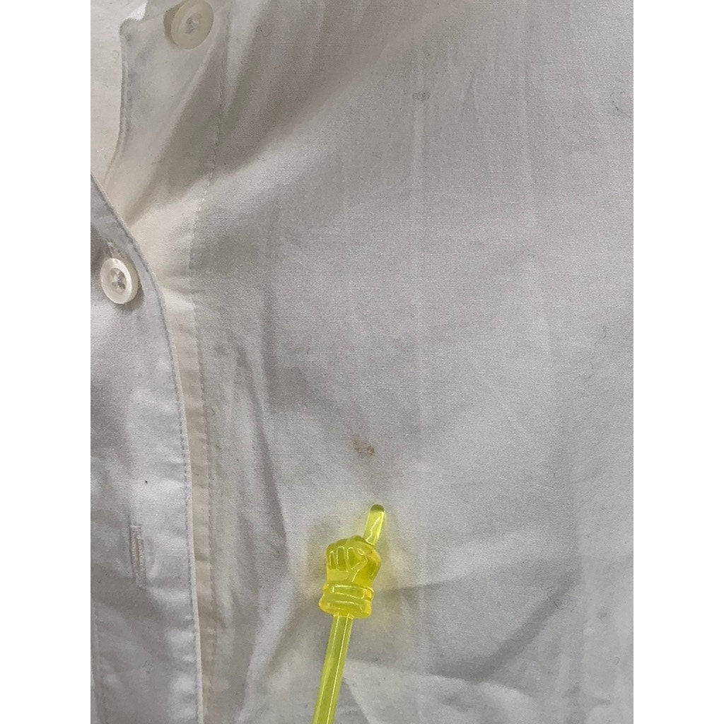 SUNDAY BEST Women's White Button-Up Long Sleeve Collared Cropped Top SZ 3