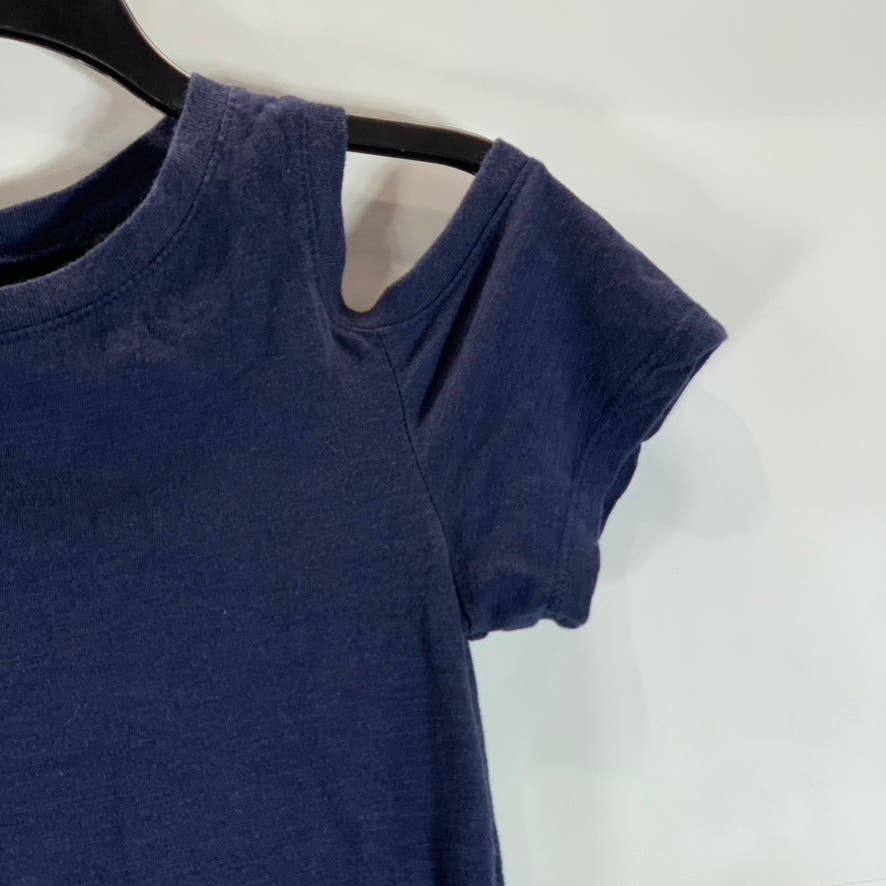 HABITUAL Big Girl's Navy Crewneck Cutout Short Sleeve Top SZ 12