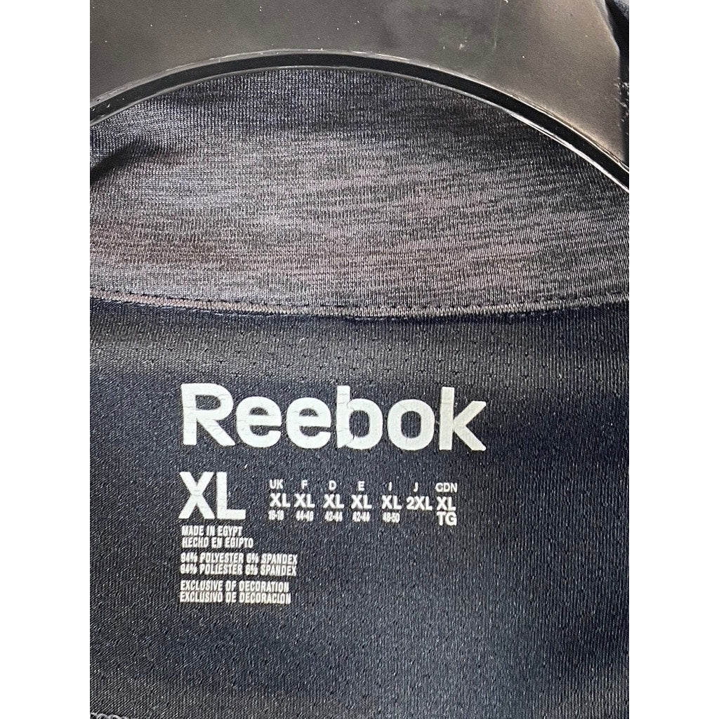 REEBOK Men's Dark Gray Quarter-Zip Lightweight Long Sleeve Pullover Shirt SZ XL