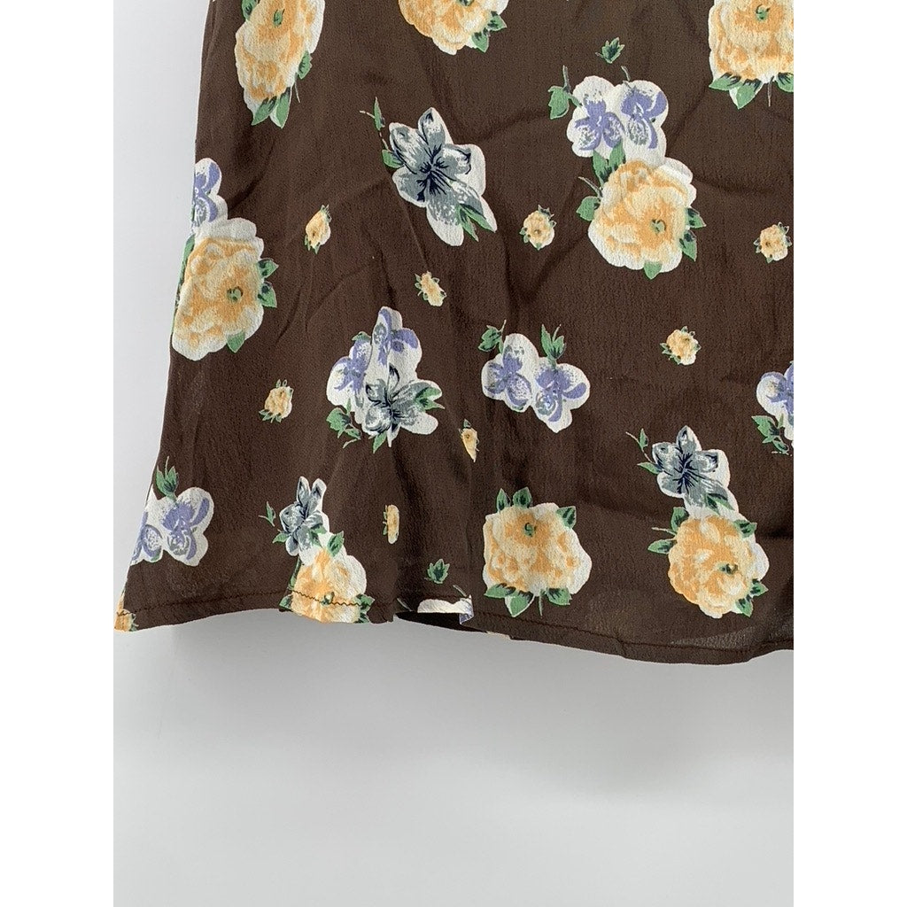 BP. Women's Brown Floral A-Line Mini Skirt SZ M
