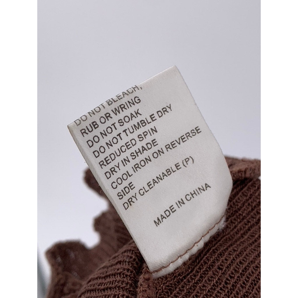 BAYSE Women's Brown Knit One-Shoulder Long Sleeve Knit Top SZ M