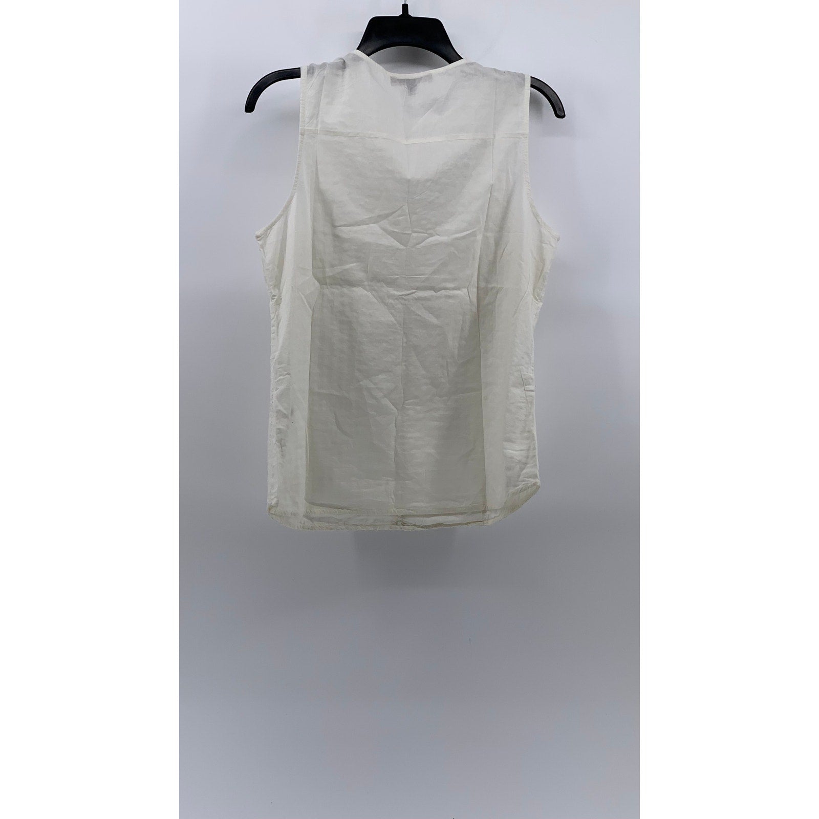 BANANA REPUBLIC Women’s Off-White Split-Neck Sleeveless Eyelet Pullover Top SZ M