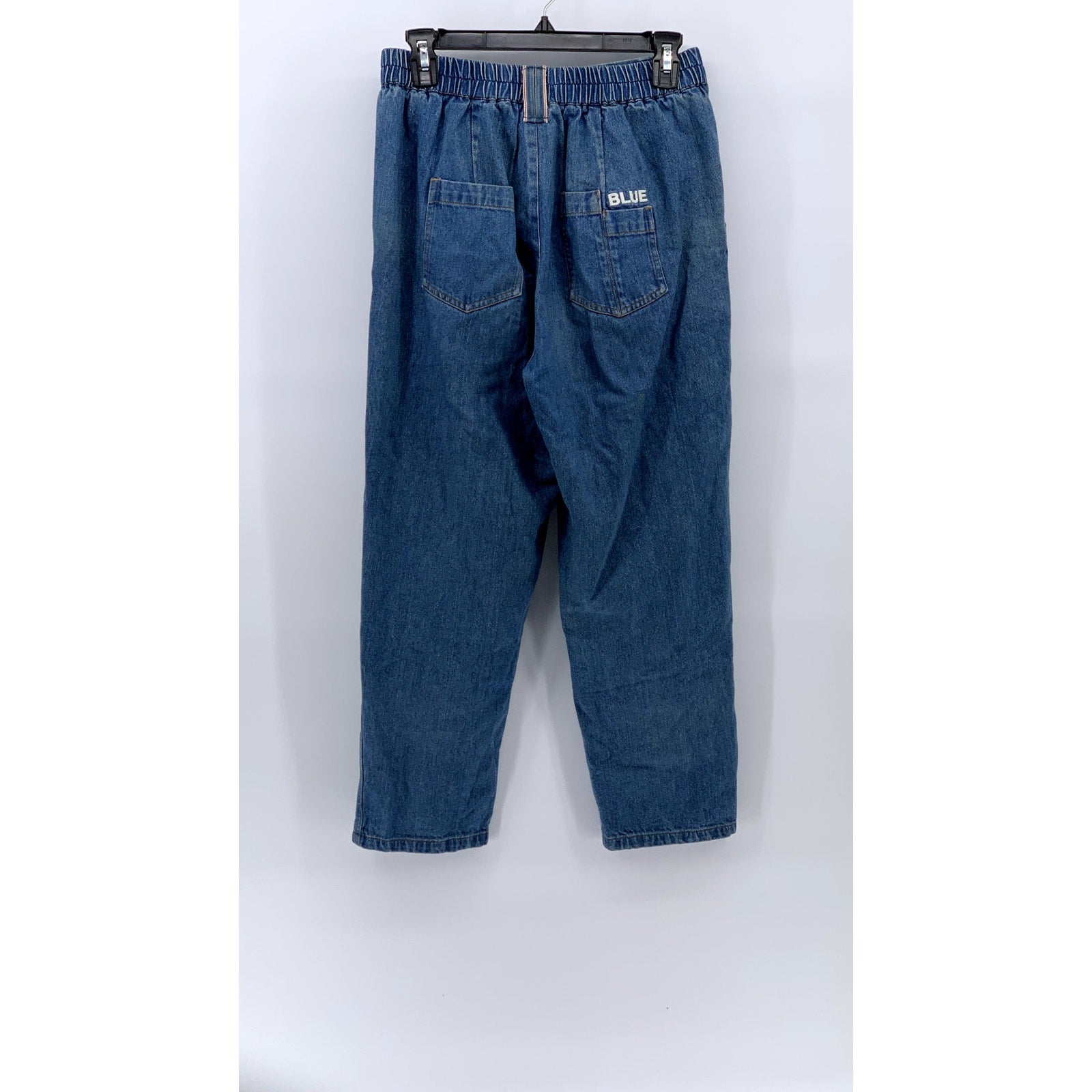DEER & FLYER Women's Blue Denim Slim-Leg Relaxed Fit Elastic Waist Pants SZ M