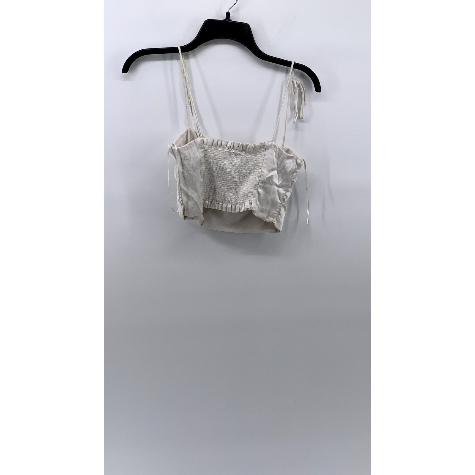 ZARA Women's White Tie-Sleeve Crop Top SZ S