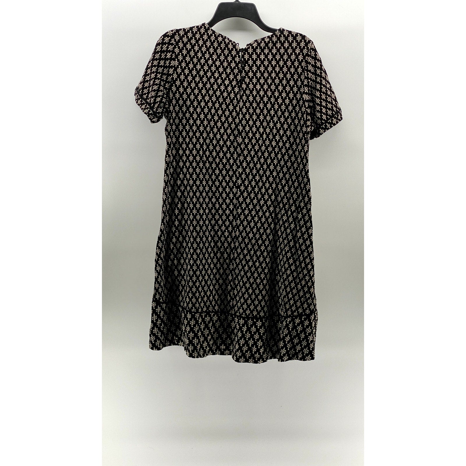 FATFACE Women's Black Printed Crewneck Short Sleeve Simone Knee Length Dress SZ8