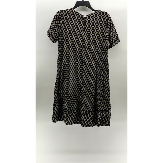 FATFACE Women's Black Printed Crewneck Short Sleeve Simone Knee Length Dress SZ8