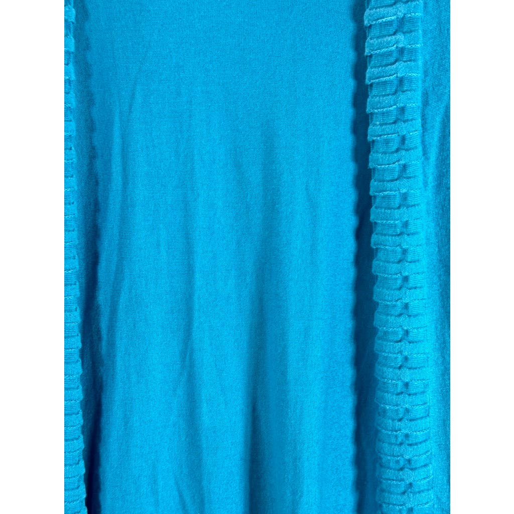 MAGASCHONI Women's Blue Ribbed Trim Silk-Cashmere Open-Front Cardigan SZ S