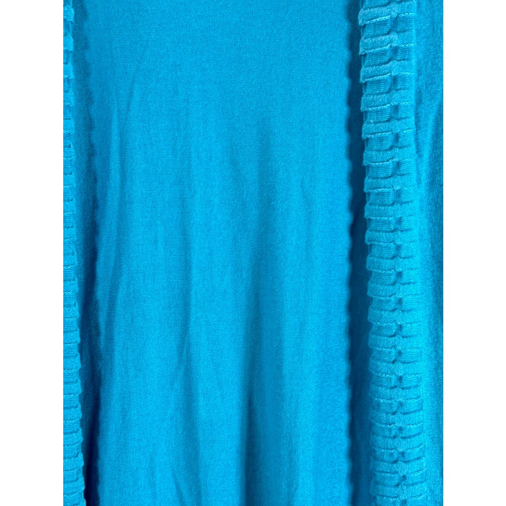 MAGASCHONI Women's Blue Ribbed Trim Silk-Cashmere Open-Front Cardigan SZ S