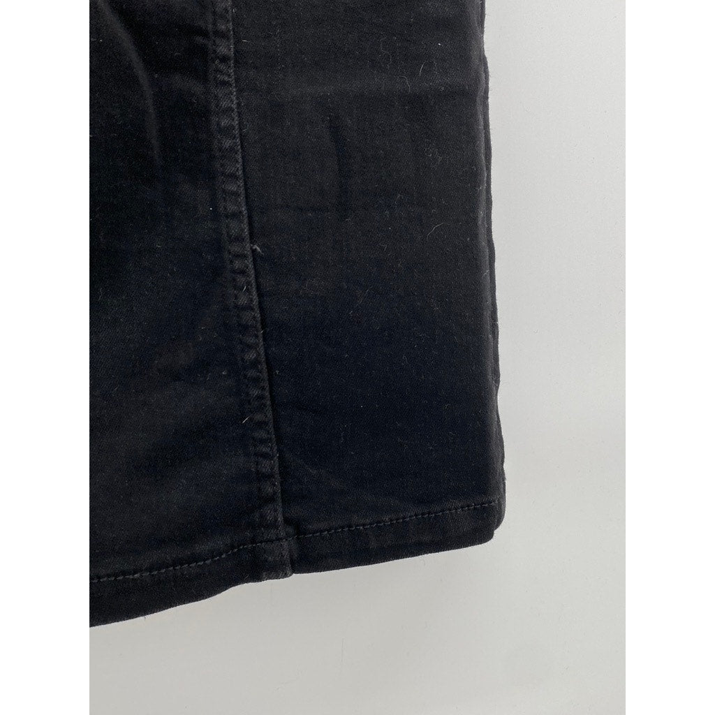 BP. Women's Black Denim Front-Zipper Pocketless Straight Mini Skirt SZ 30