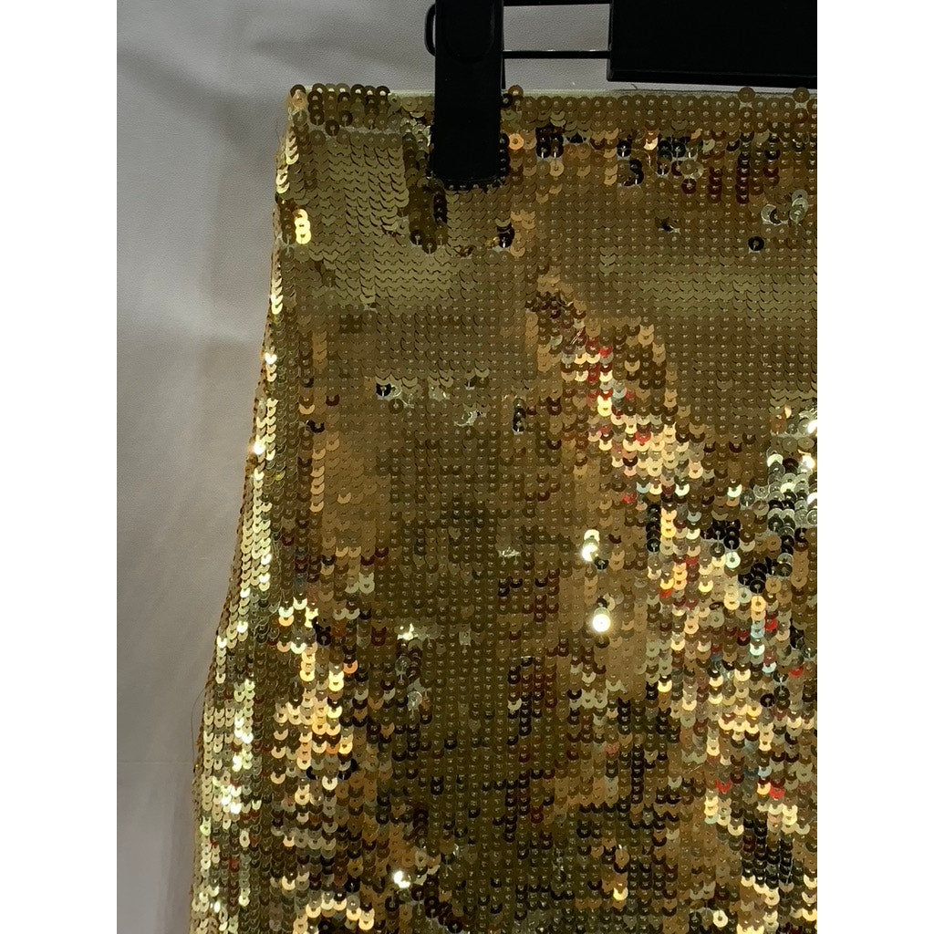 WOW COUTURE GOLD LABEL Women's Gold Sequin Embellished Mini Skirt SZ M