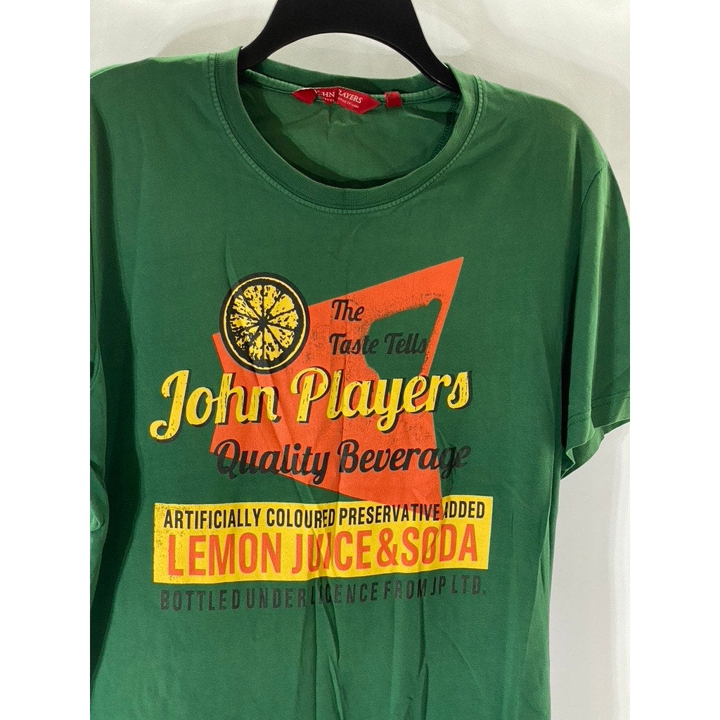 JOHN PLAYERS Men's Green Lemon Juice & Soda Graphic Short Sleeve T-Shirt SZ L
