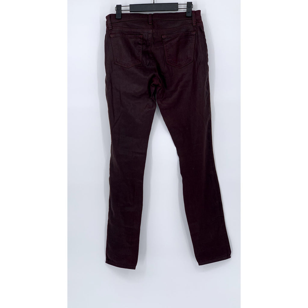J BRAND Women's Burgundy Coated Super Skinny Lacq Pinot Jeans SZ 27