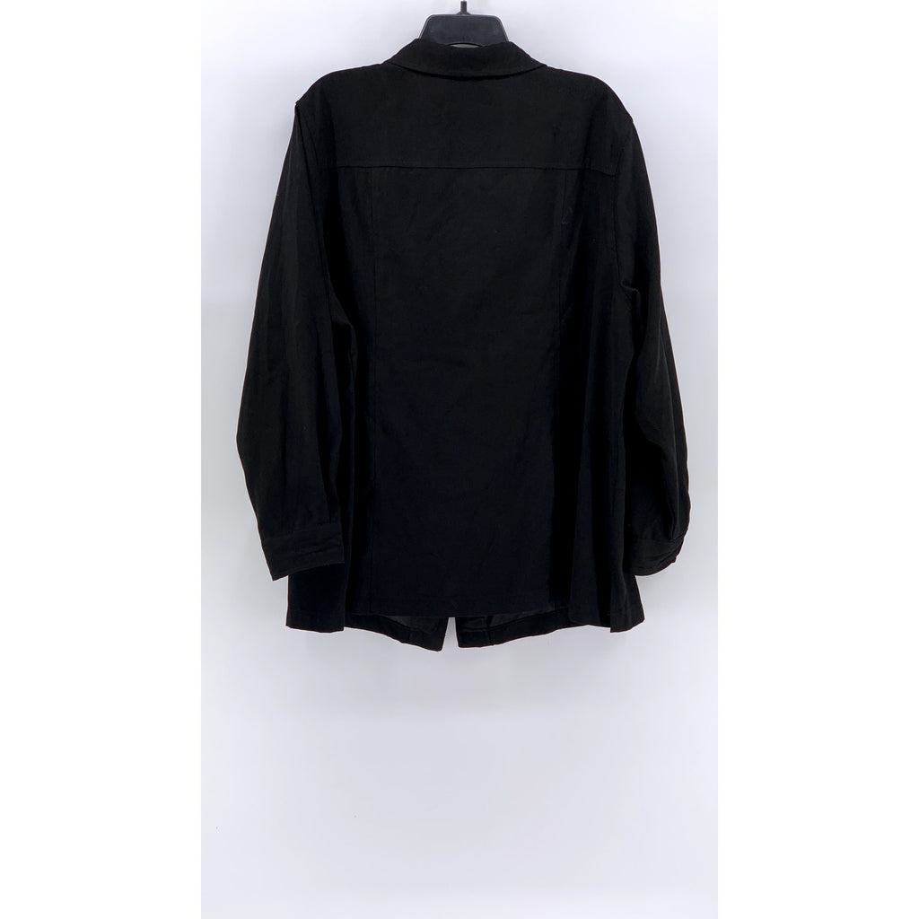 CHEROKEE Women's Black Plus Button-Up Long Sleeve Top SZ 2X