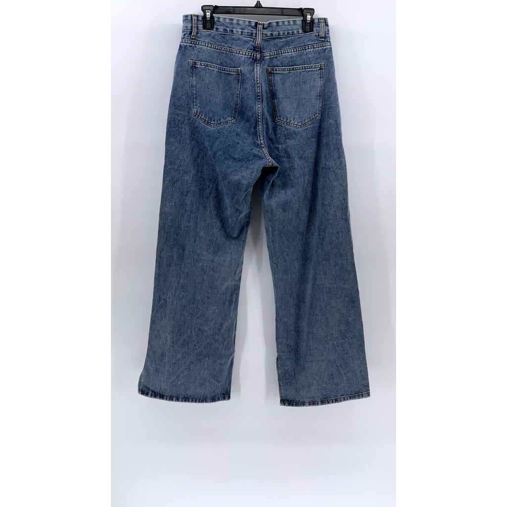 PERSON INTENTIONS Men's Blue Denim Wide-Slit Leg Baggy-Fit Jeans SZ XL