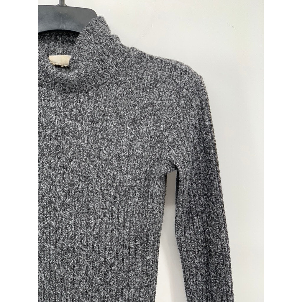 WILFRED FREE Women's Charcoal Rib Mock-Neck Long Sleeve Sweater Top SZ XS