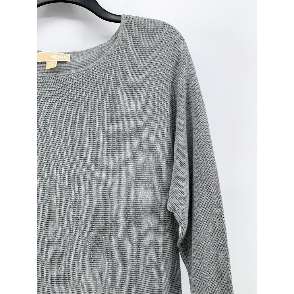 MICHAEL MICHAEL KORS Women’s Light Gray Scoop-Neck Long Sleeve Tunic Sweater SZM