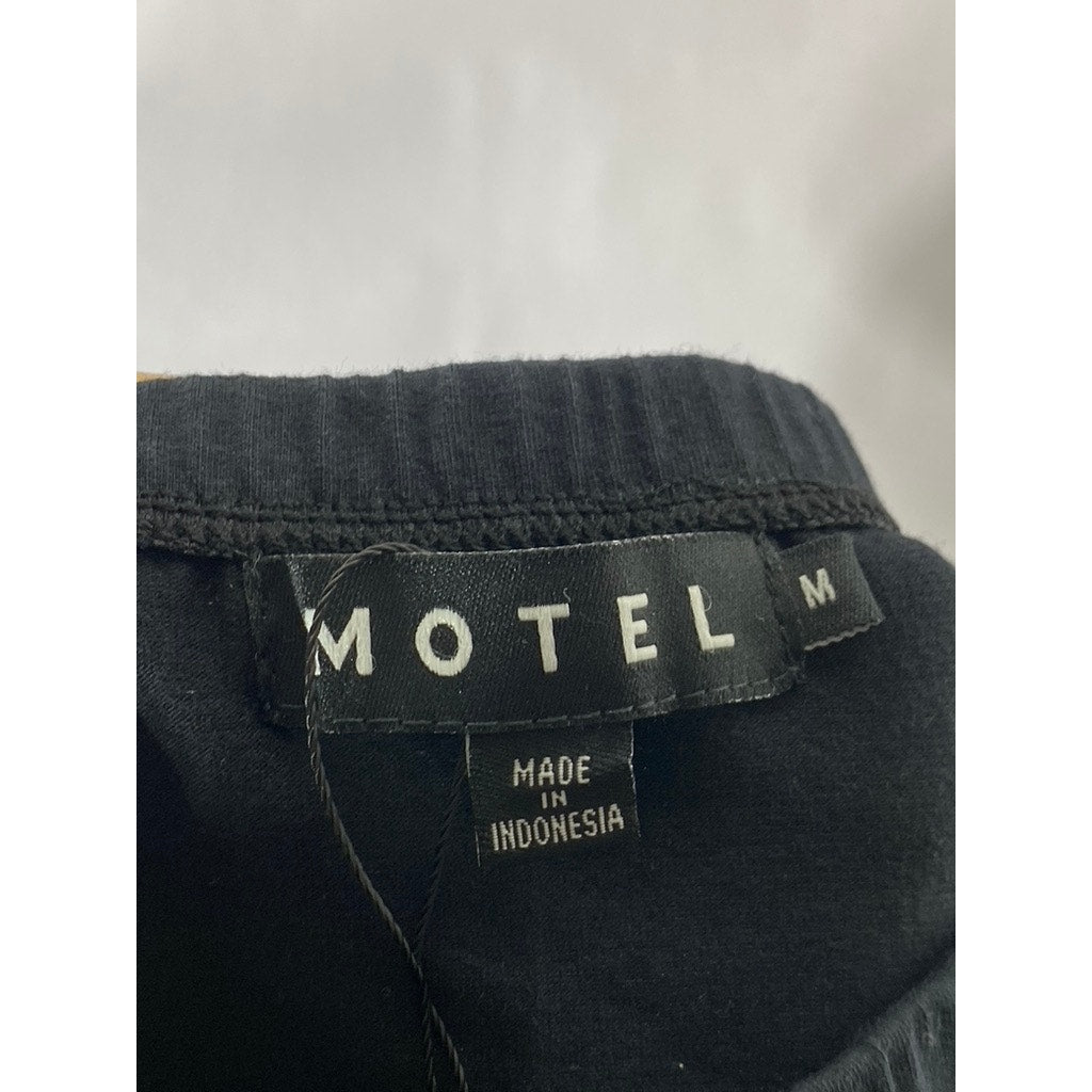 MOTEL Women's Black Solid Nidya Jersey Knit Mini A-line Pull-On Skirt SZ M