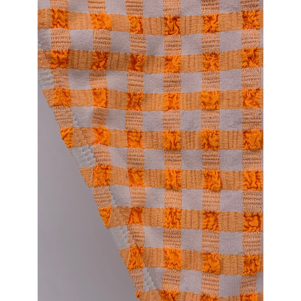 WILD FABLE Women's Orange-White Gingham Print Cheeky High-Rise Bikini Bottom SZM