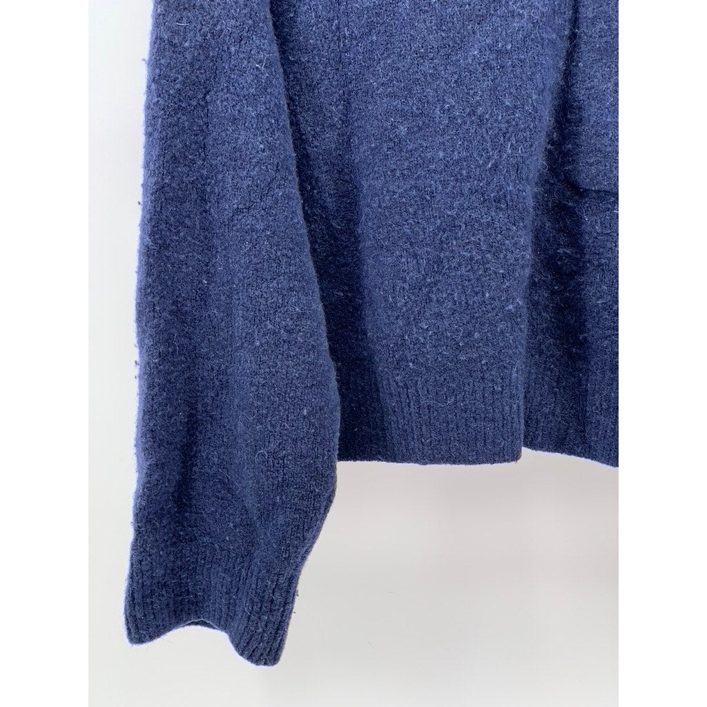 & OTHER STORIES Women's Navy Wool-Blend Knit Mock-Neck Sweater SZ S