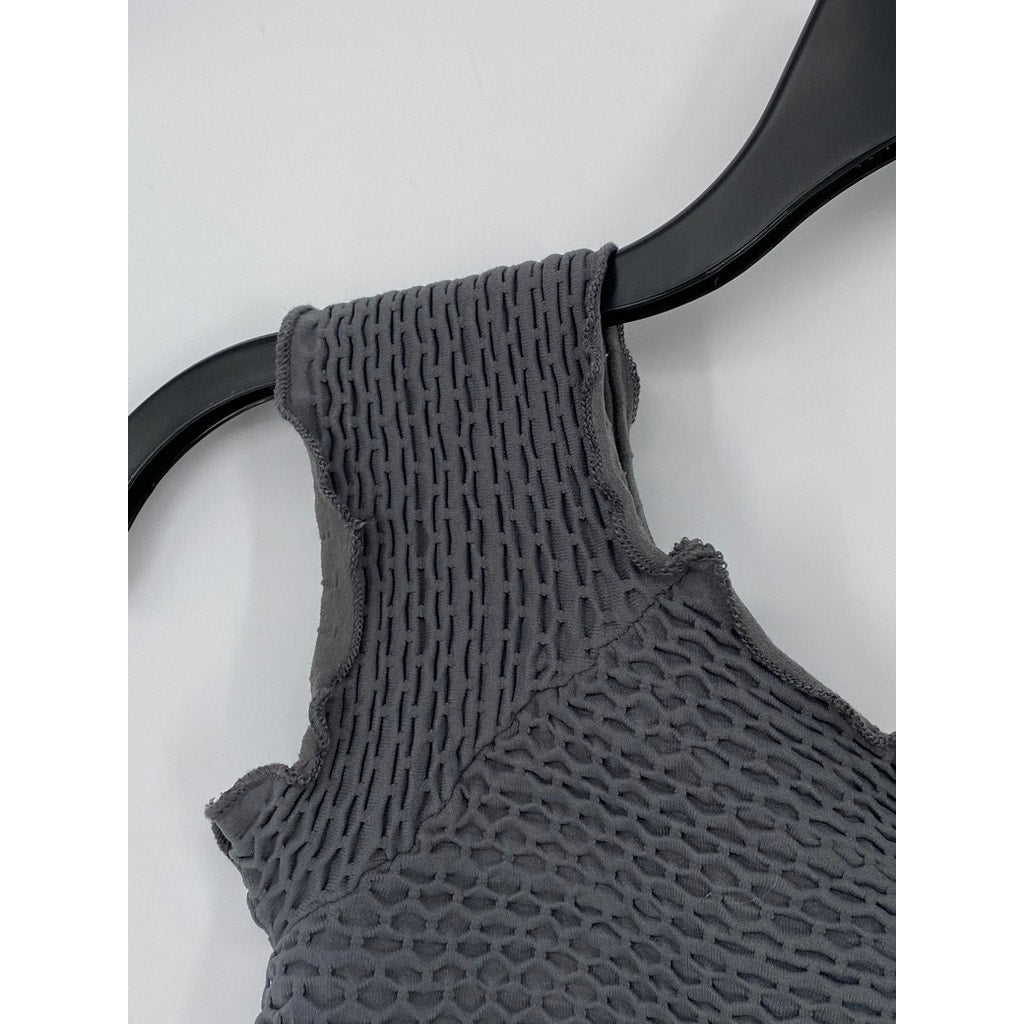 FREE PEOPLE INTIMATELY Women's Dark Gray Textured Crop Tank Top SZ M/L