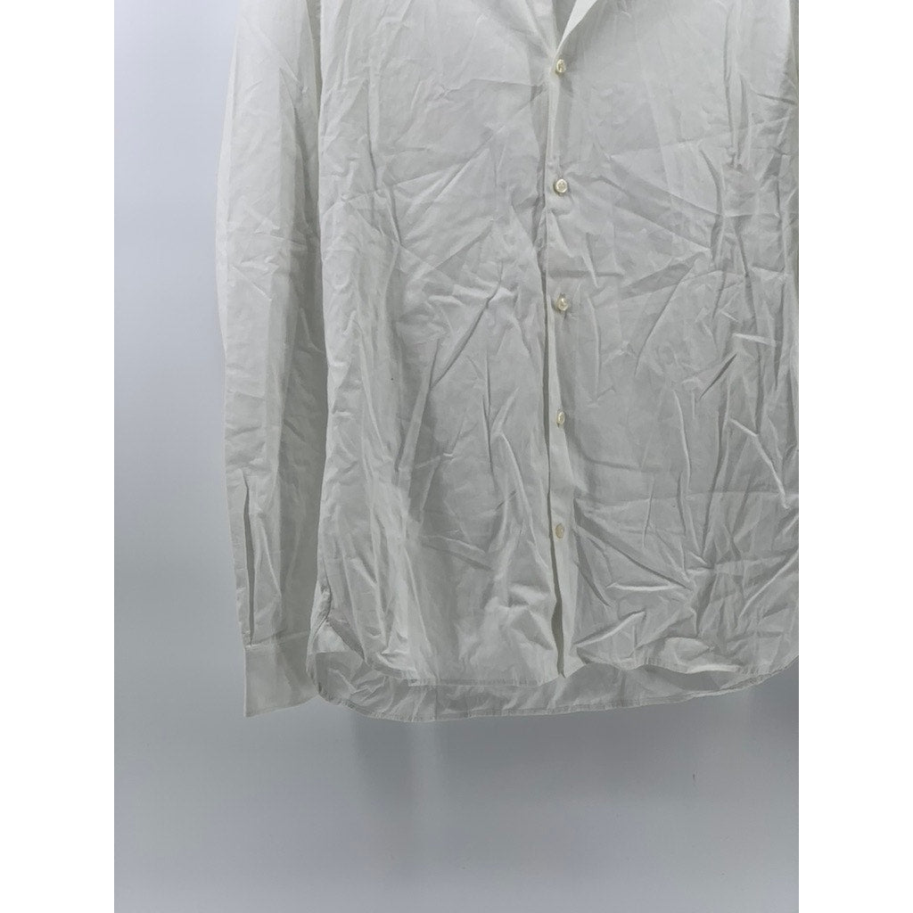 TED BAKER LONDON Men's White Slim-Fit Plain Button-Up Shirt SZ 15.5