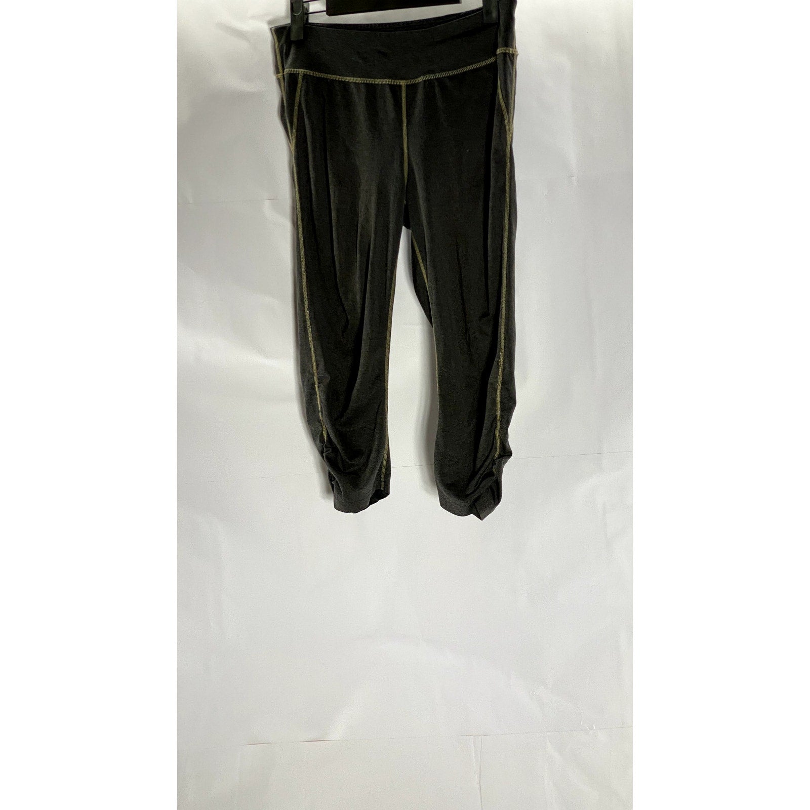 UNBRANDED Women's Navy/Tan Elastic Waist Pull-On Ruched Hem Crop Sweatpants SZ S