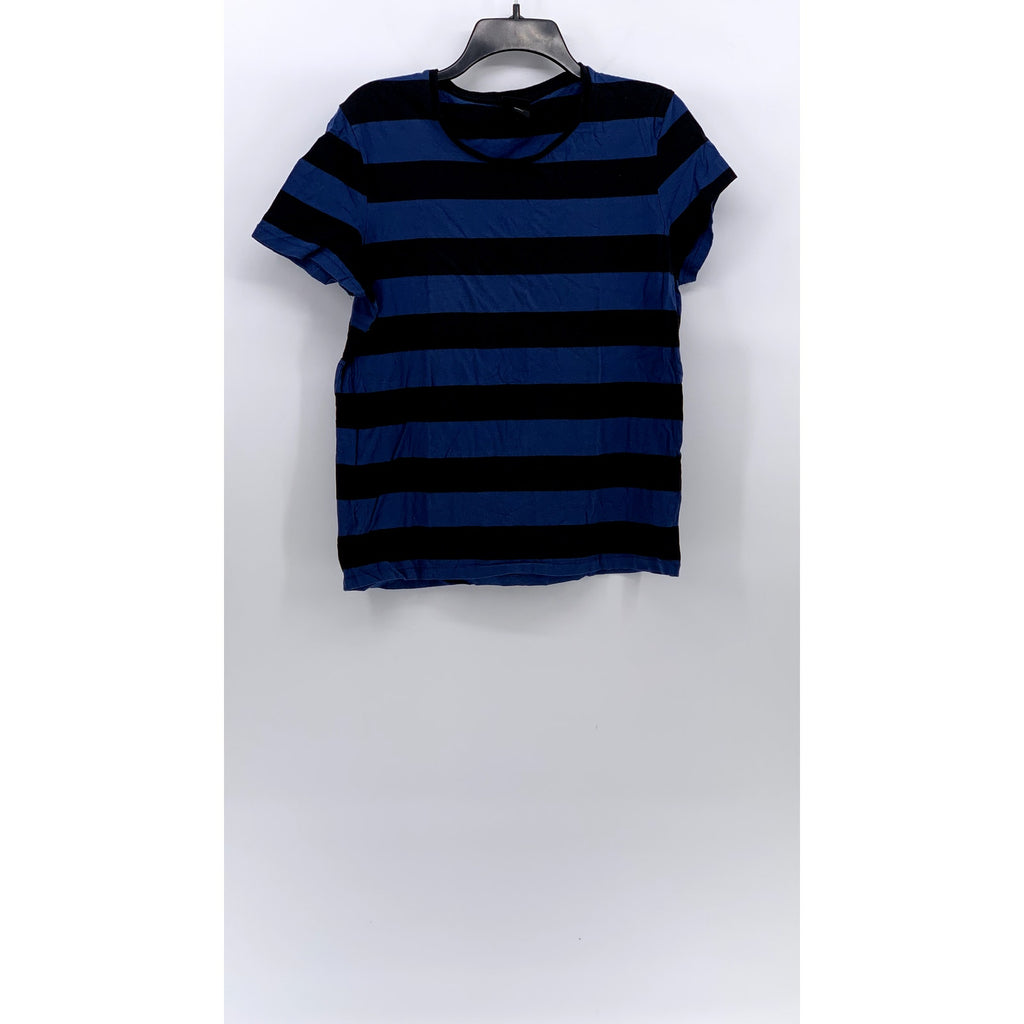 H&M Men's Black-Dark Blue Striped Crewneck Casual Short Sleeve T-Shirt SZ M
