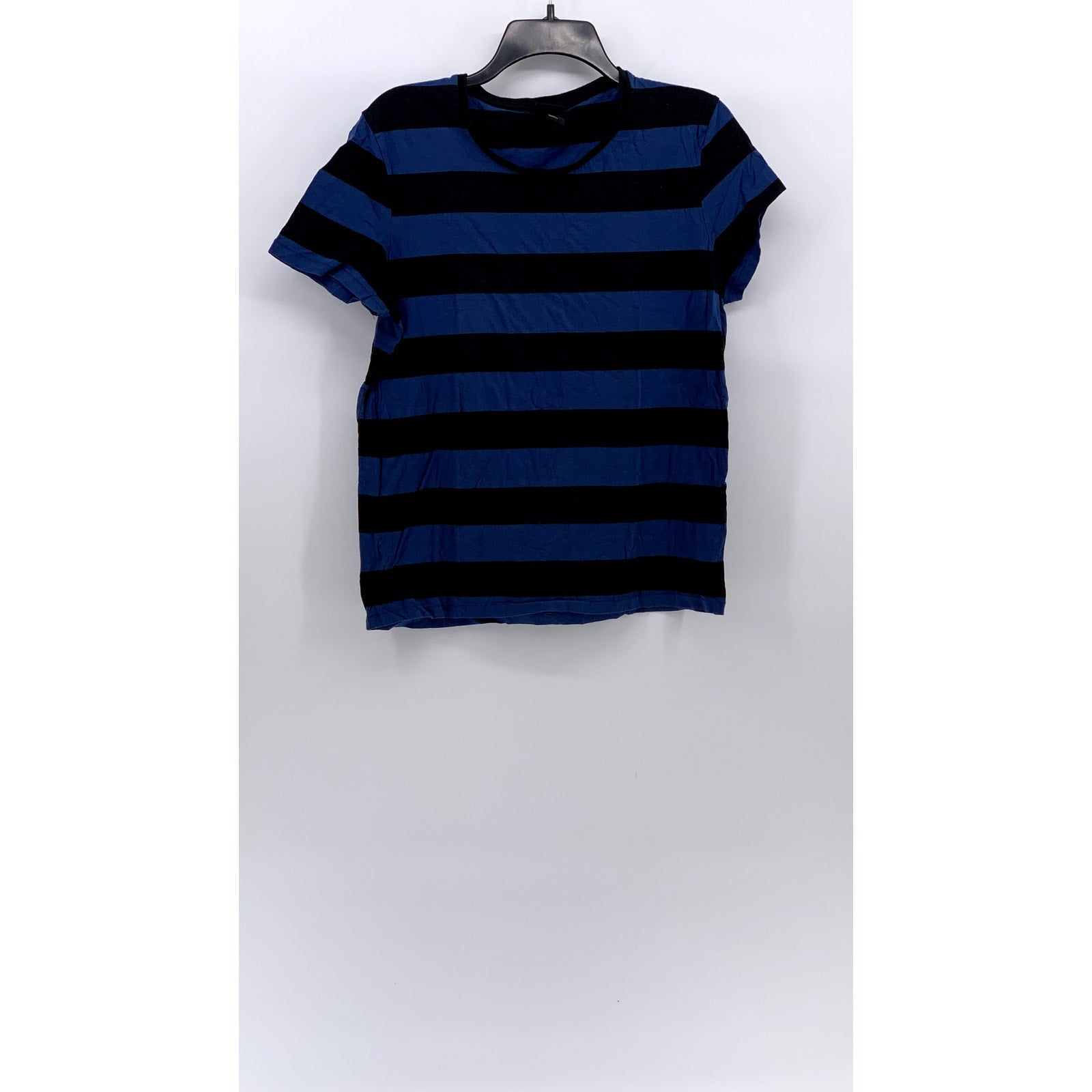 H&M Men's Black-Dark Blue Striped Crewneck Casual Short Sleeve T-Shirt SZ M