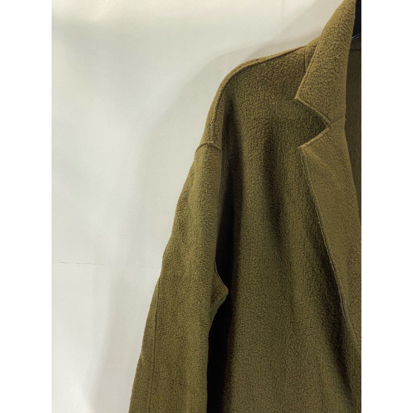 THEORY Men's Army Green Plush Knit Single Button Virgin Wool Coat SZ L