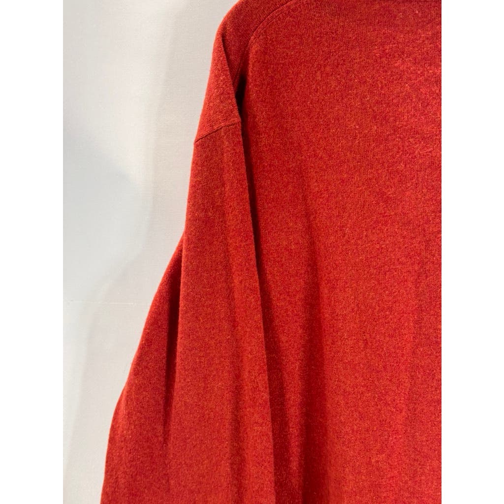 NEIMAN MARCUS Men's Orange Cloud Cashmere V-Neck Pullover Sweater SZ 2XL