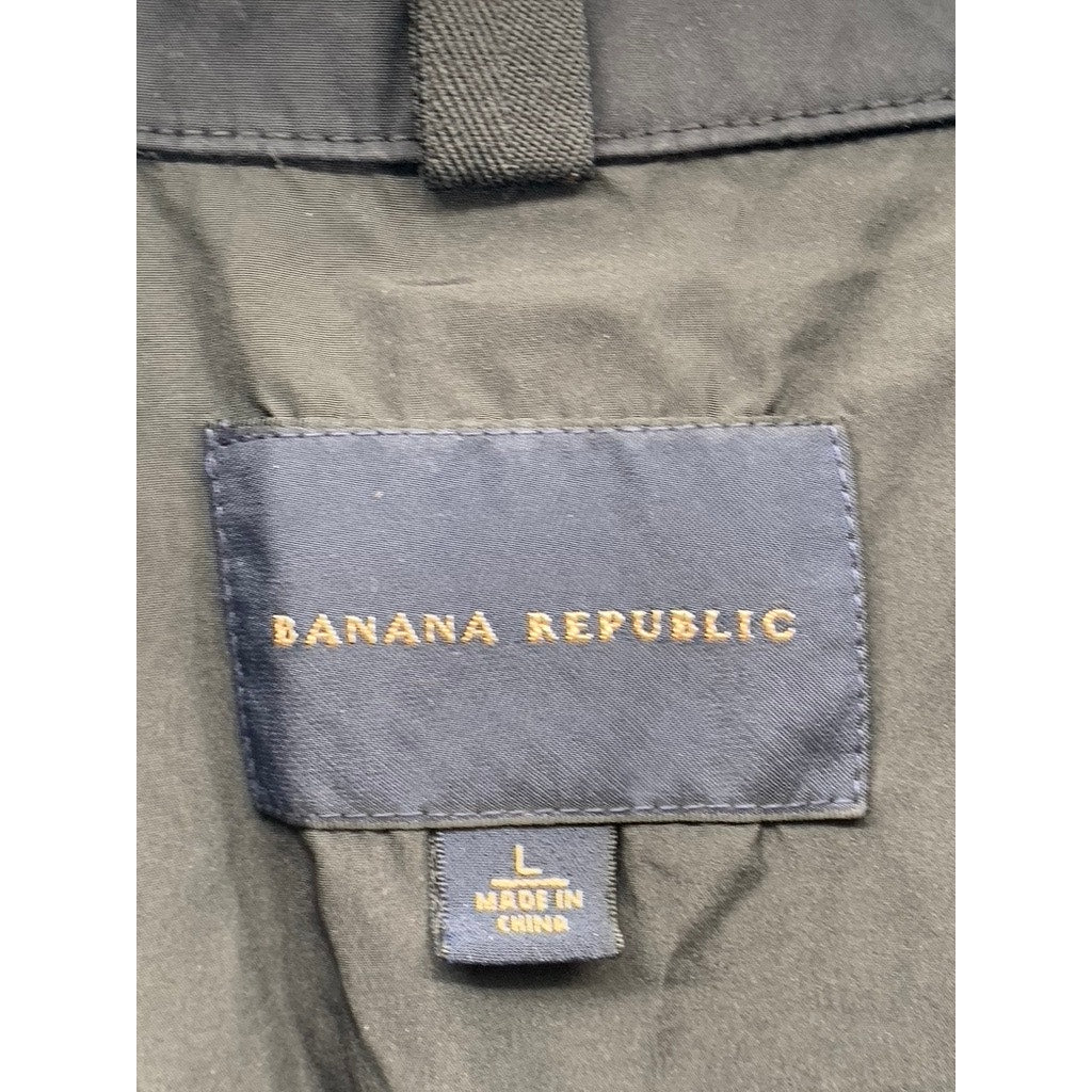 BANANA REPUBLIC Men's Black Full-Zip Windbreaker Jacket SZ L