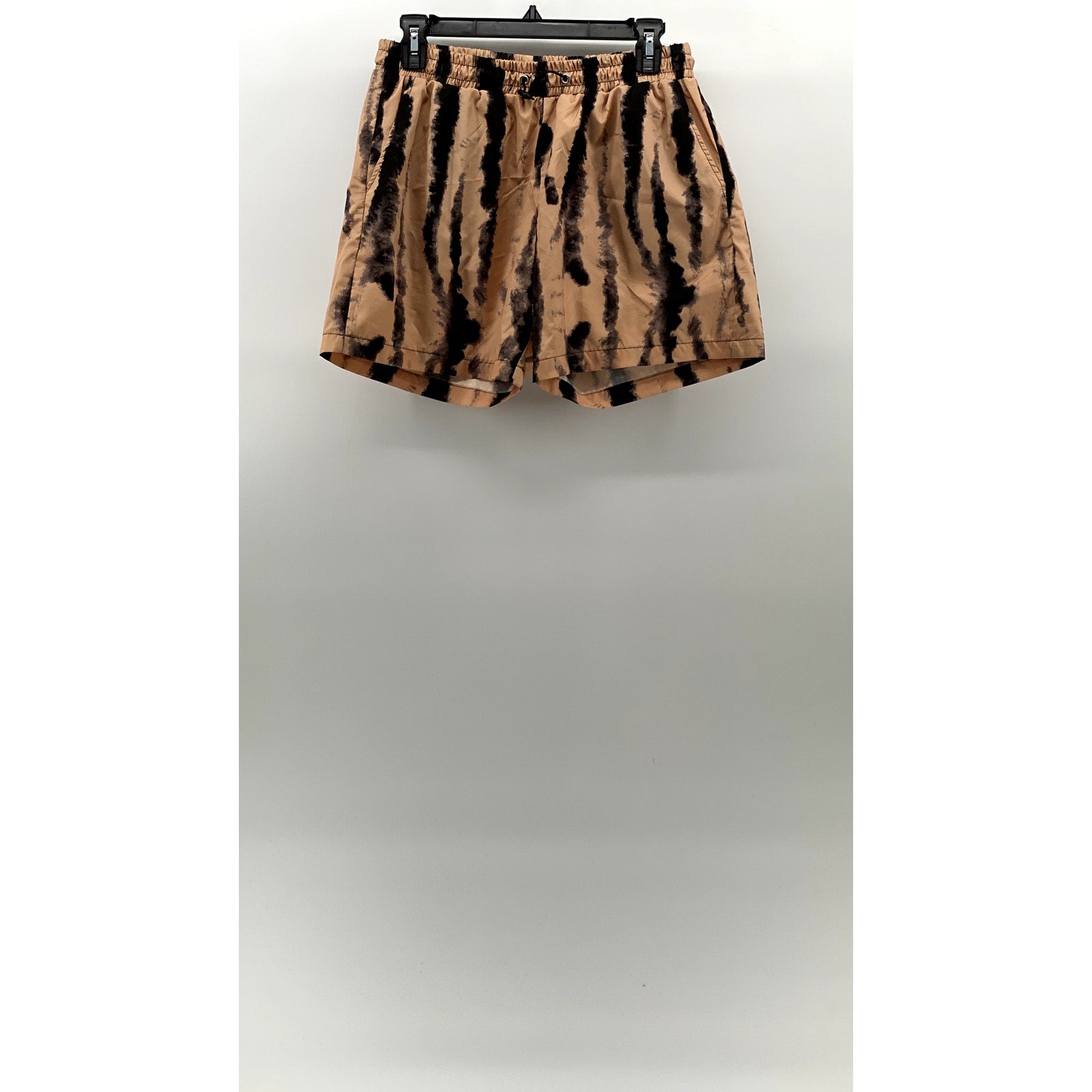 BOOHOO MAN Men's Tan-Black Printed Drawstring Casual Shorts SZ L